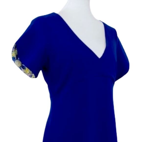 Betsey Johnson Dress V-Neck Blue Empire Waist A-Line Short Sleeve Women's Size 6 - Picture 6 of 12